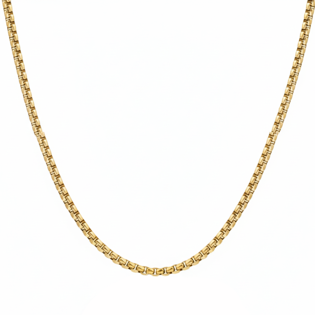 Gold Filled Box Chain Necklace For Men (21 Inch)