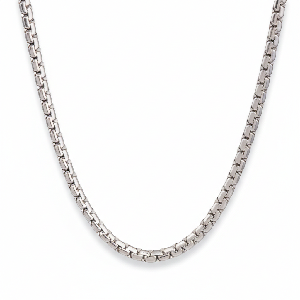 Stylish Stainless Steel Silver Chain For Men (21.5 Inch)