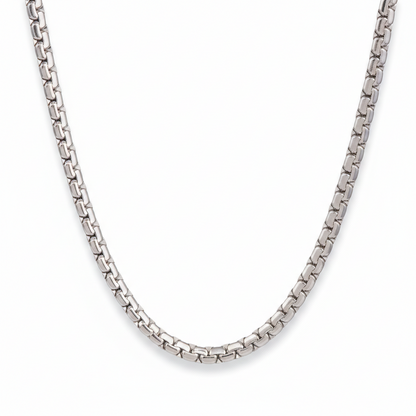 Stylish Stainless Steel Silver Chain For Men (21.5 Inch)