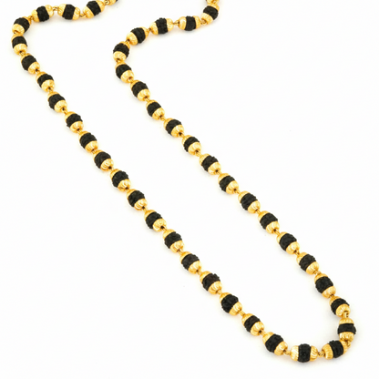 Gold - Plated Rudraksha Mala For Men - 5 MM