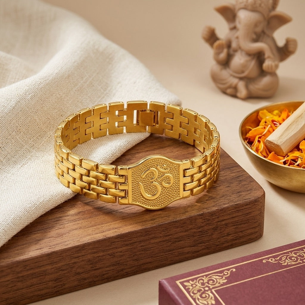 Premium Om Gold Bracelet For Men