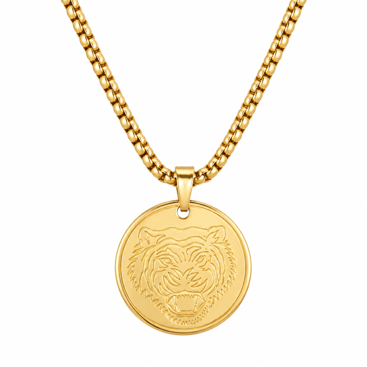 Tiger Gold Stainless Steel Pendant Necklace For Men