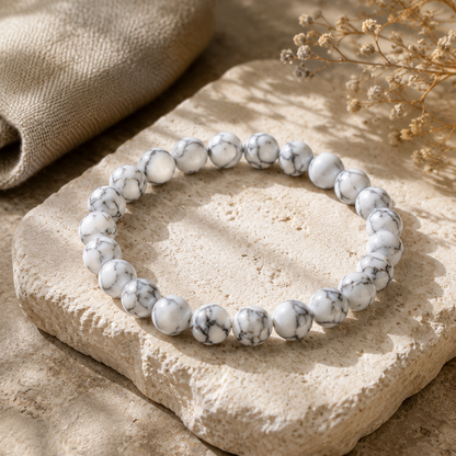 White Howlite Natural Crystals Bracelet For Men