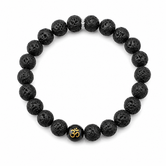 Om Symbol Lava Stone Bracelet For men