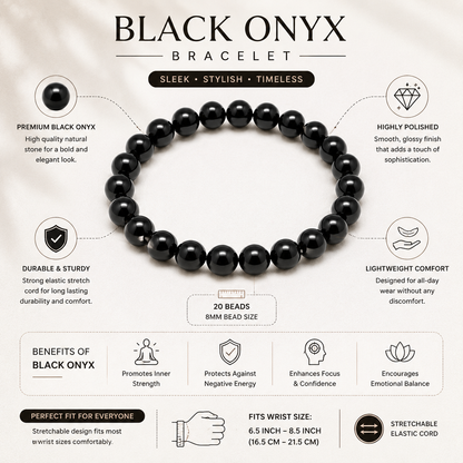 Black Crystal Bracelet For Men & Women