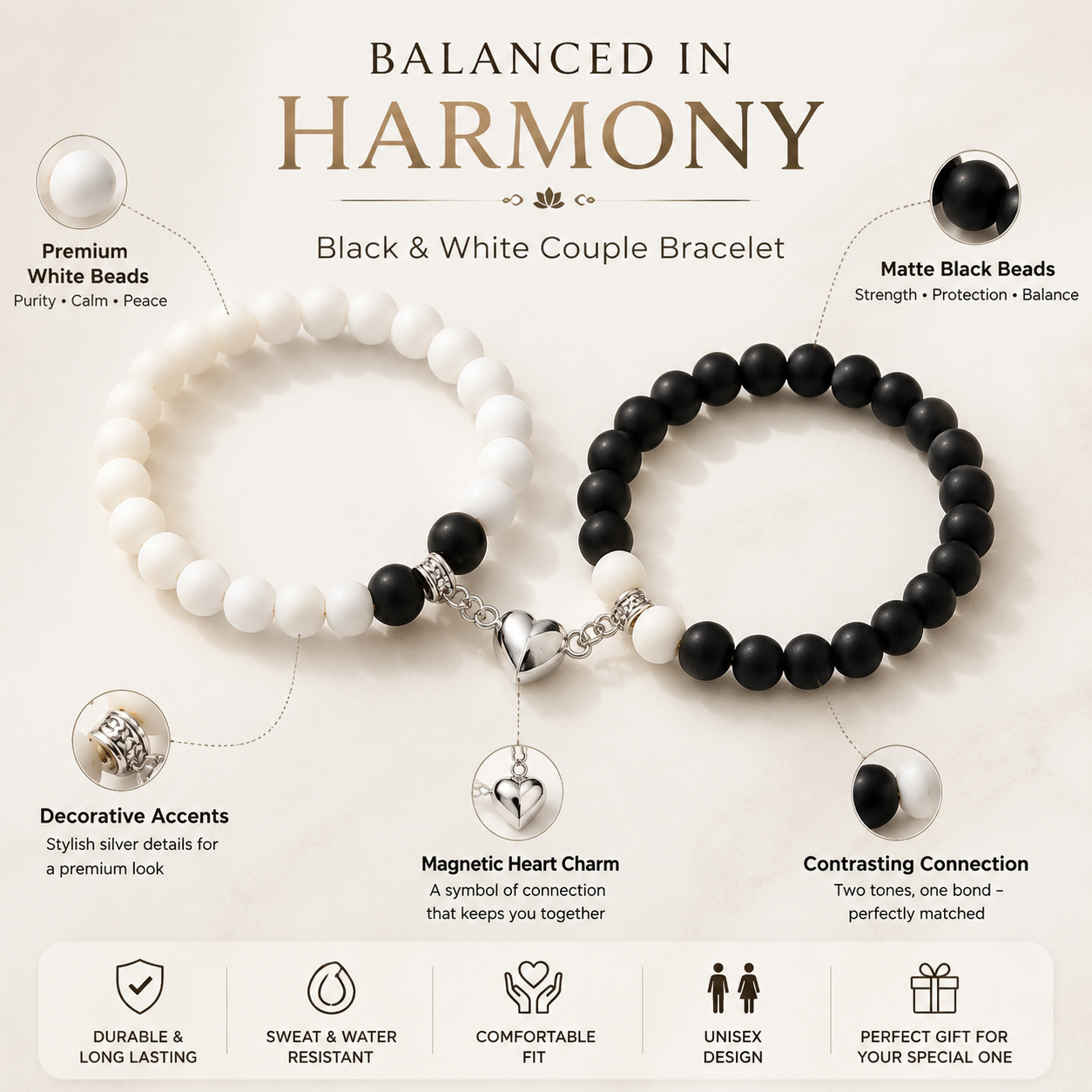 Dual Heart Unisex Charm Bracelets