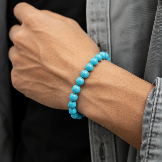 Spiritual Turquoise Blue Crystal Bracelet For Men