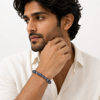 Matte with Grey Moonstone Bracelet for Men