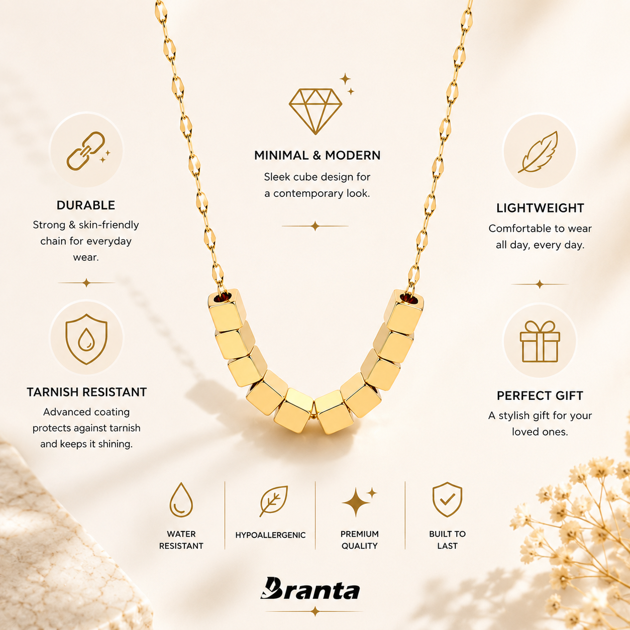 Gold Cube Necklace