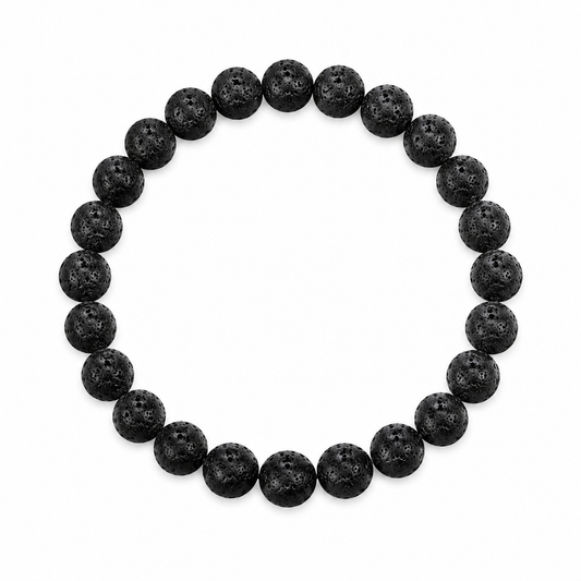 Black Lava Rock Stone Bracelet For Men