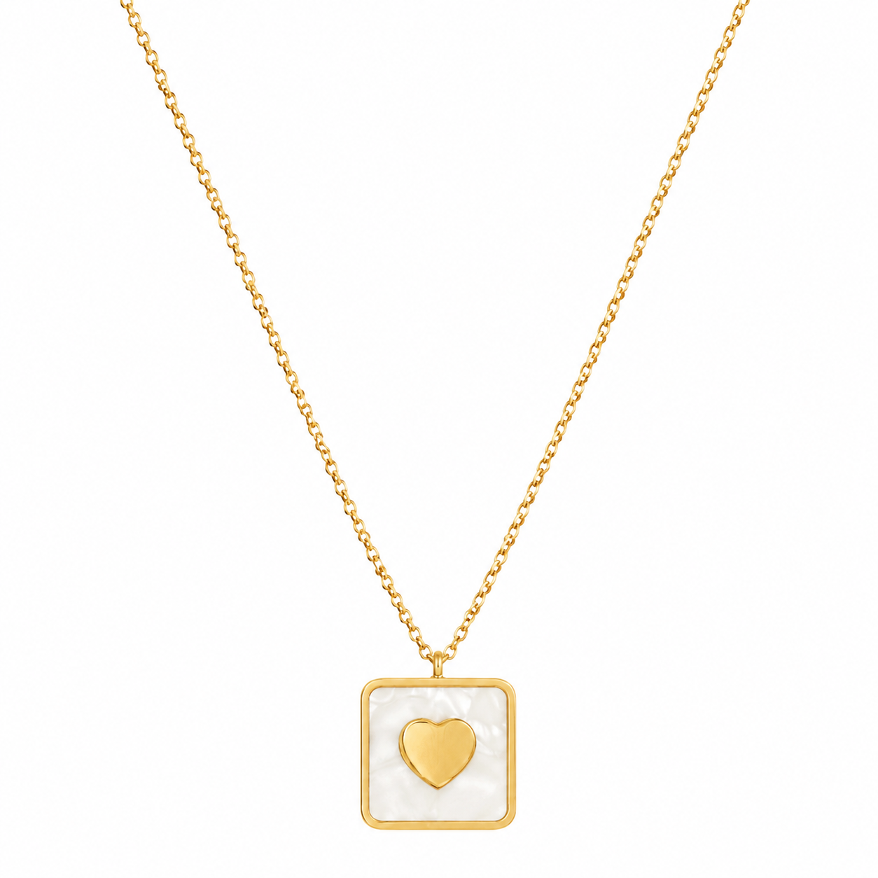 Square Heart Necklace Tarnish free