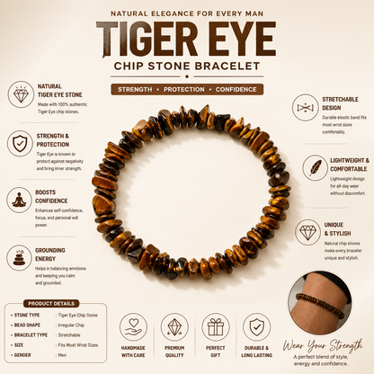 Tiger Eye Chips Crystals Bracelet For Men
