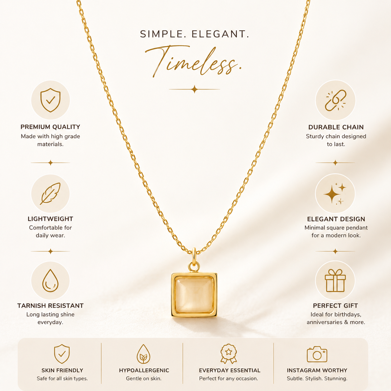Rectangle Pendant Necklace