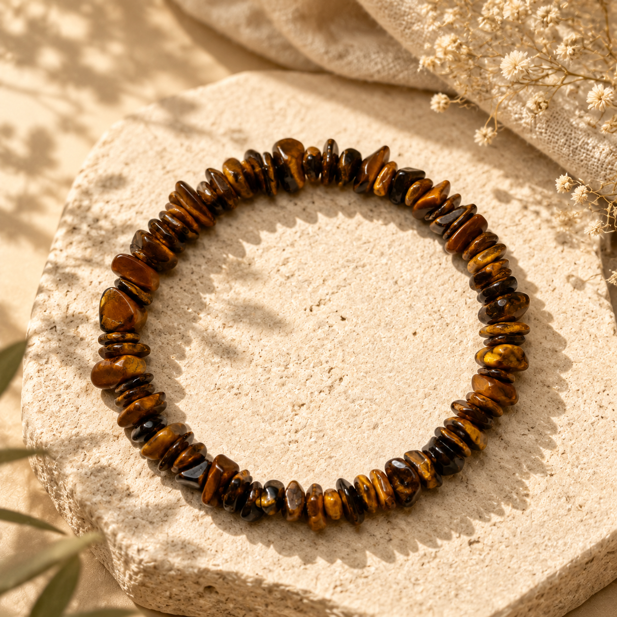 Tiger Eye Chips Crystals Bracelet For Men