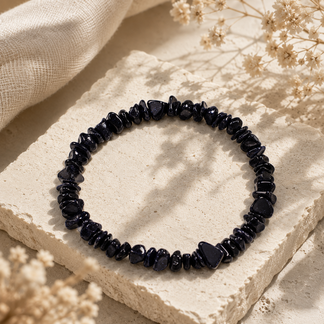 Natural Black Chips Crystals Bracelet for Men