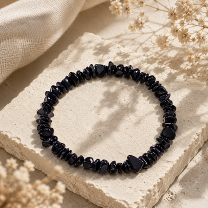 Natural Black Chips Crystals Bracelet for Men