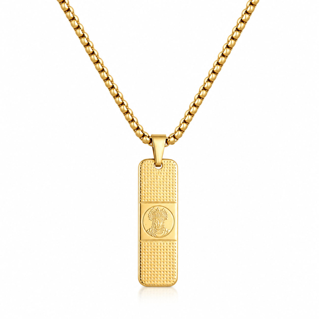 Hanuman Pendant With Dotted Pattern Gold Stainless Steel Necklace Chain For Men (24 Inch)