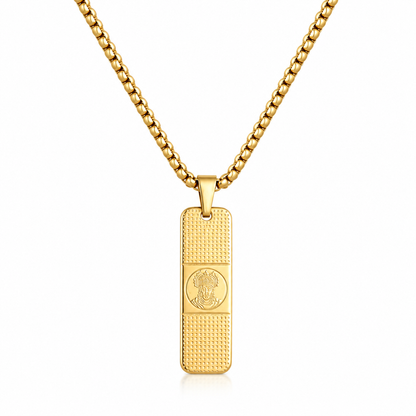 Hanuman Pendant With Dotted Pattern Gold Stainless Steel Necklace Chain For Men (24 Inch)