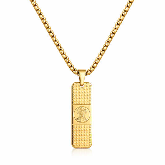 Hanuman Pendant With Dotted Pattern Gold Stainless Steel Necklace Chain For Men (24 Inch)