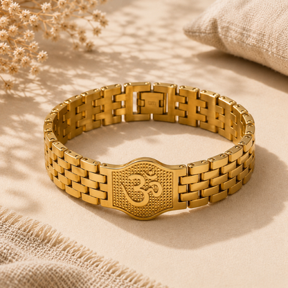Premium Om Gold Bracelet For Men