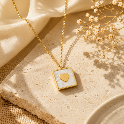 Square Heart Necklace Tarnish free