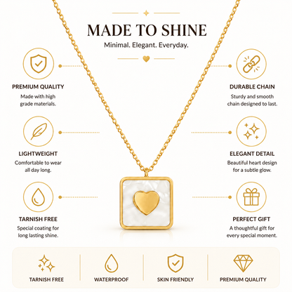 Square Heart Necklace Tarnish free