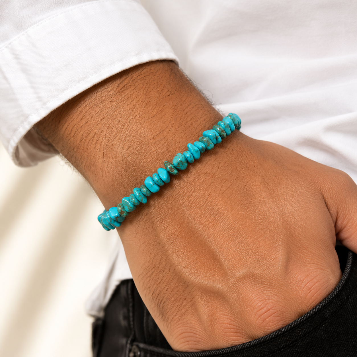 Blue & Green Howlite Chips Crystals Bracelet For Men