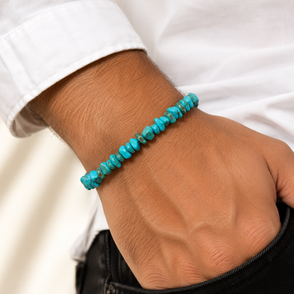 Blue & Green Howlite Chips Crystals Bracelet For Men