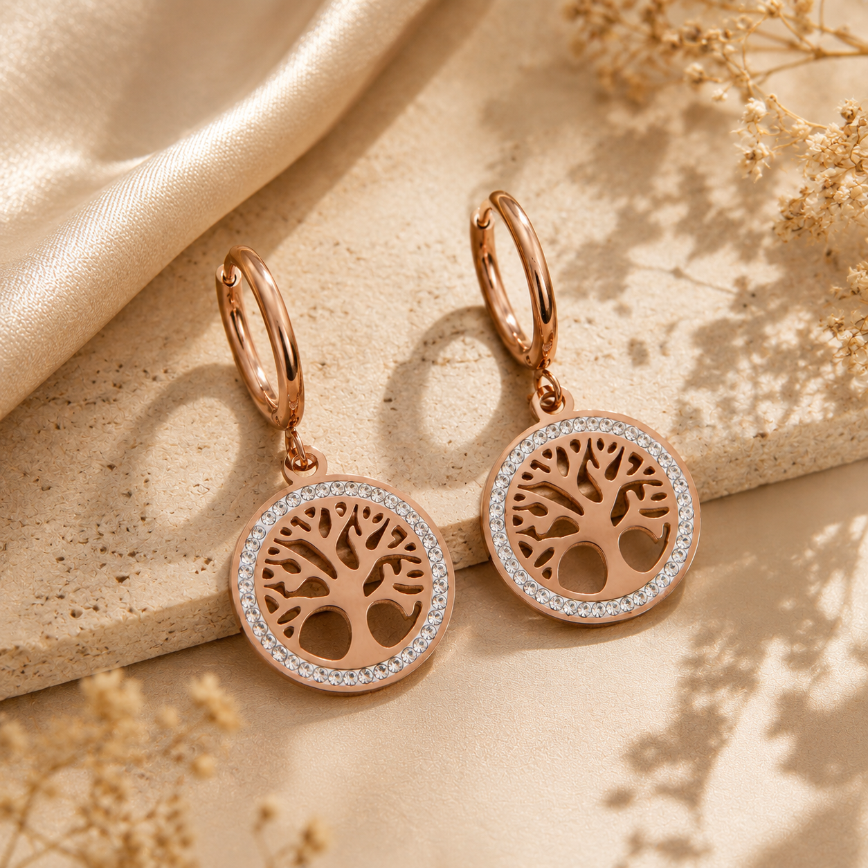 Life Tree Diamond Earrings For Women