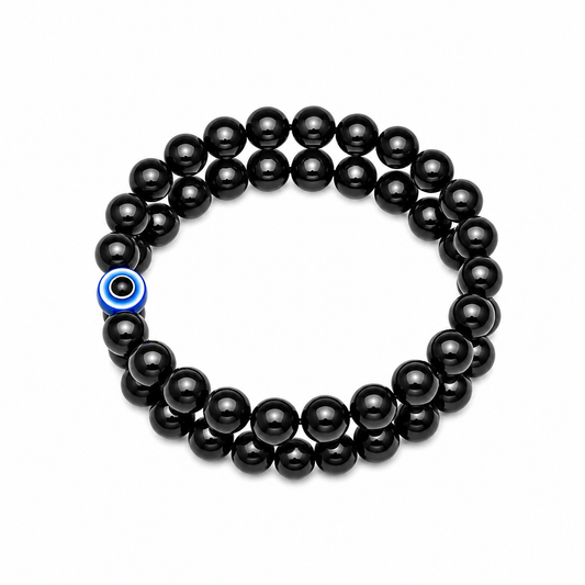 Protective Evil Eye Crystal Black Bracelet 2 Pieces Combo