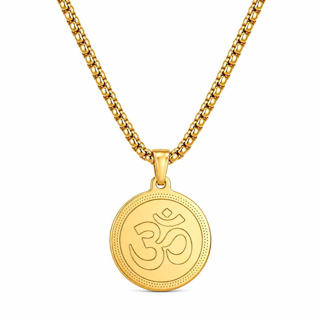 Om Pendant Gold Stainless Steel Necklace Chain For Men (24 Inch)