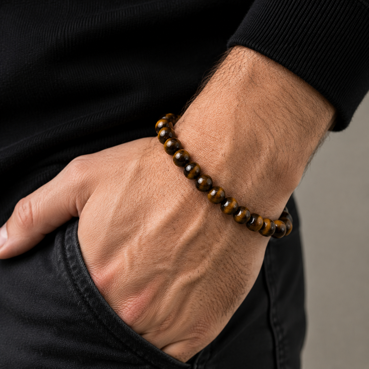 Natural Pearl Tiger Eye Bracelet For Men