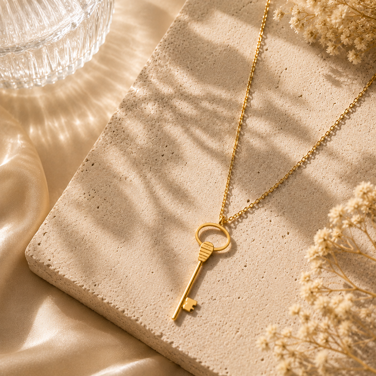 Gold Key Charm Necklace