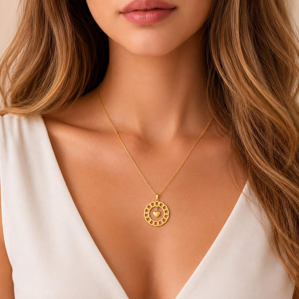 Golden Heart Pendant Necklace