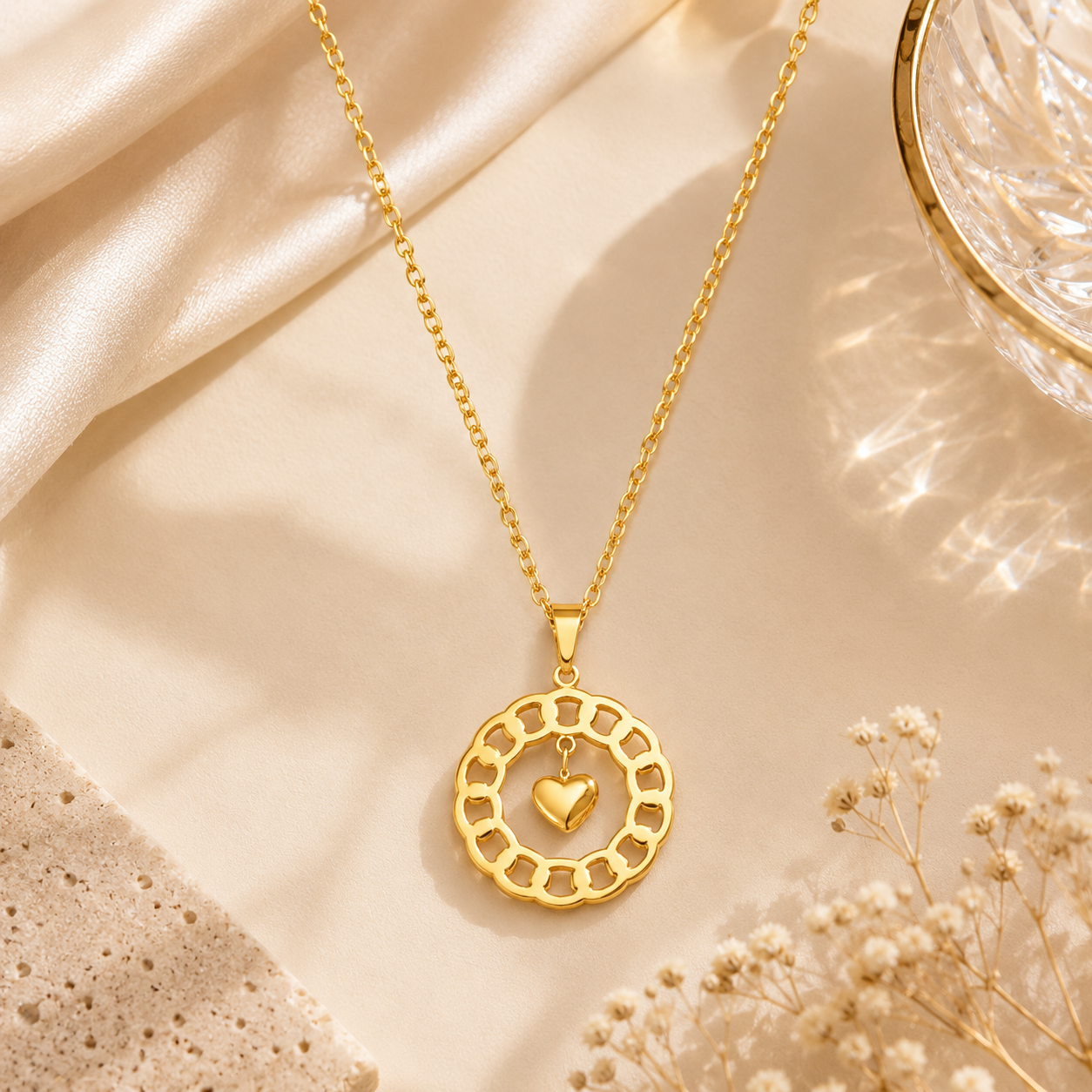 Golden Heart Pendant Necklace