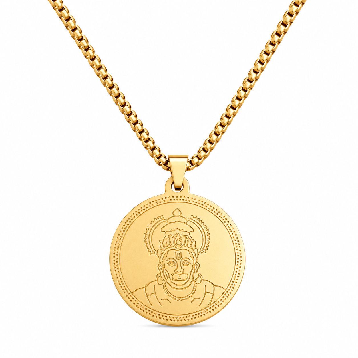 Hanuman Gold Plated Pendant Chain For Men (24 Inch)