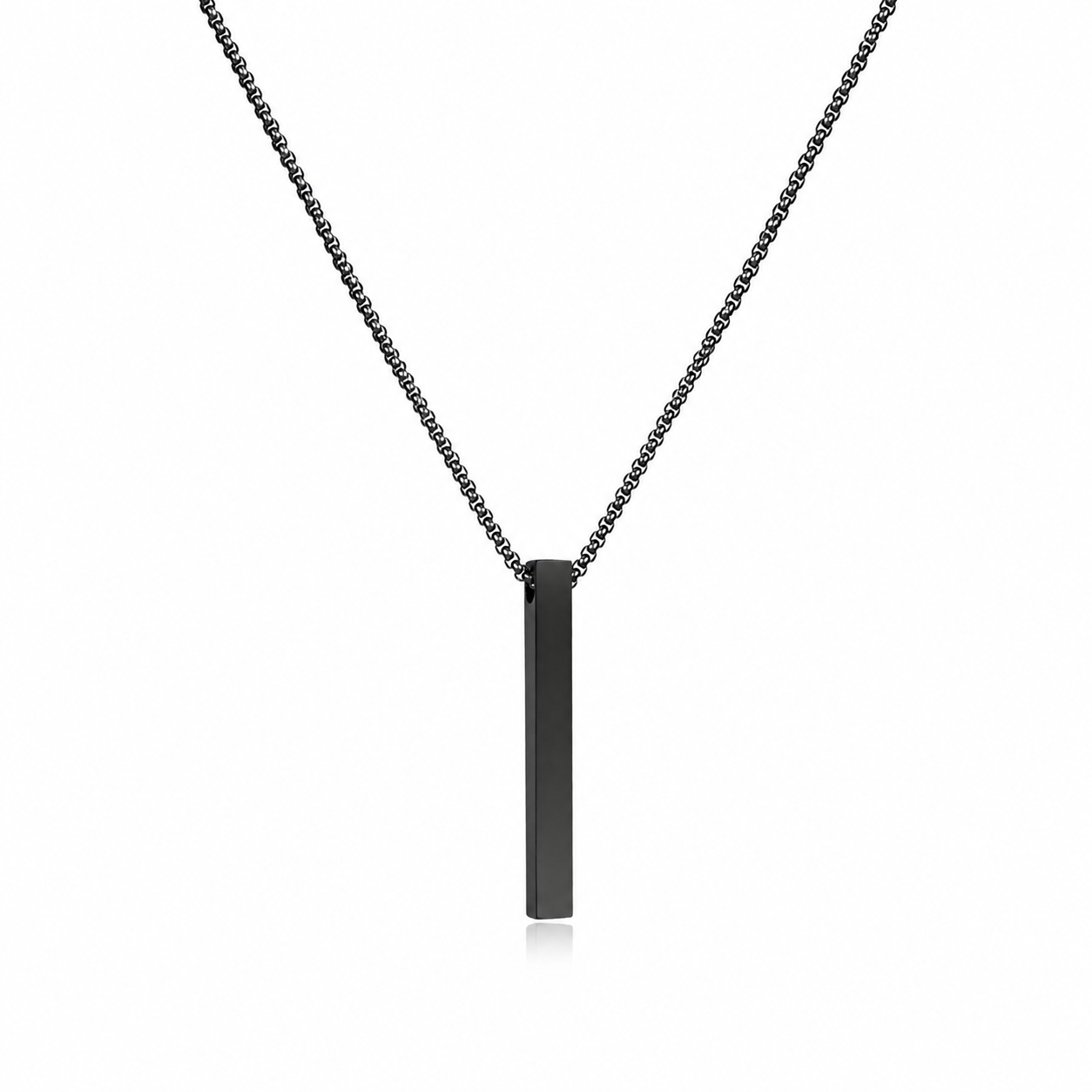 Black Bar Pendant Chain Necklace For Men