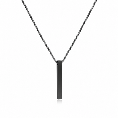 Black Bar Pendant Chain Necklace For Men