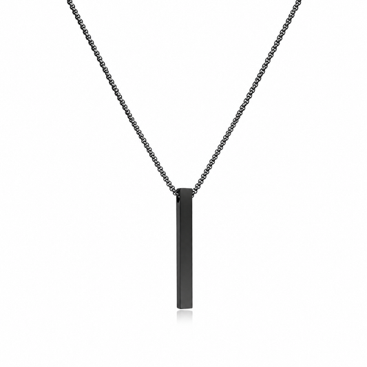 Black Bar Pendant Chain Necklace For Men