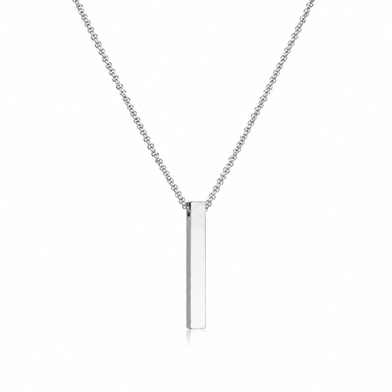 Silver Bar Pendant Chain Necklace For Men