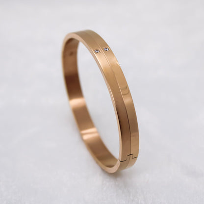 Matte Shiny Bracelet For Men With Two Diamonds