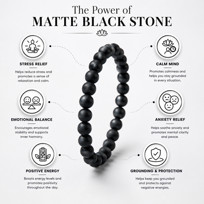 Matte Black Natural Crystals Bracelet For Men