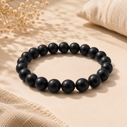 Matte Black Natural Crystals Bracelet For Men