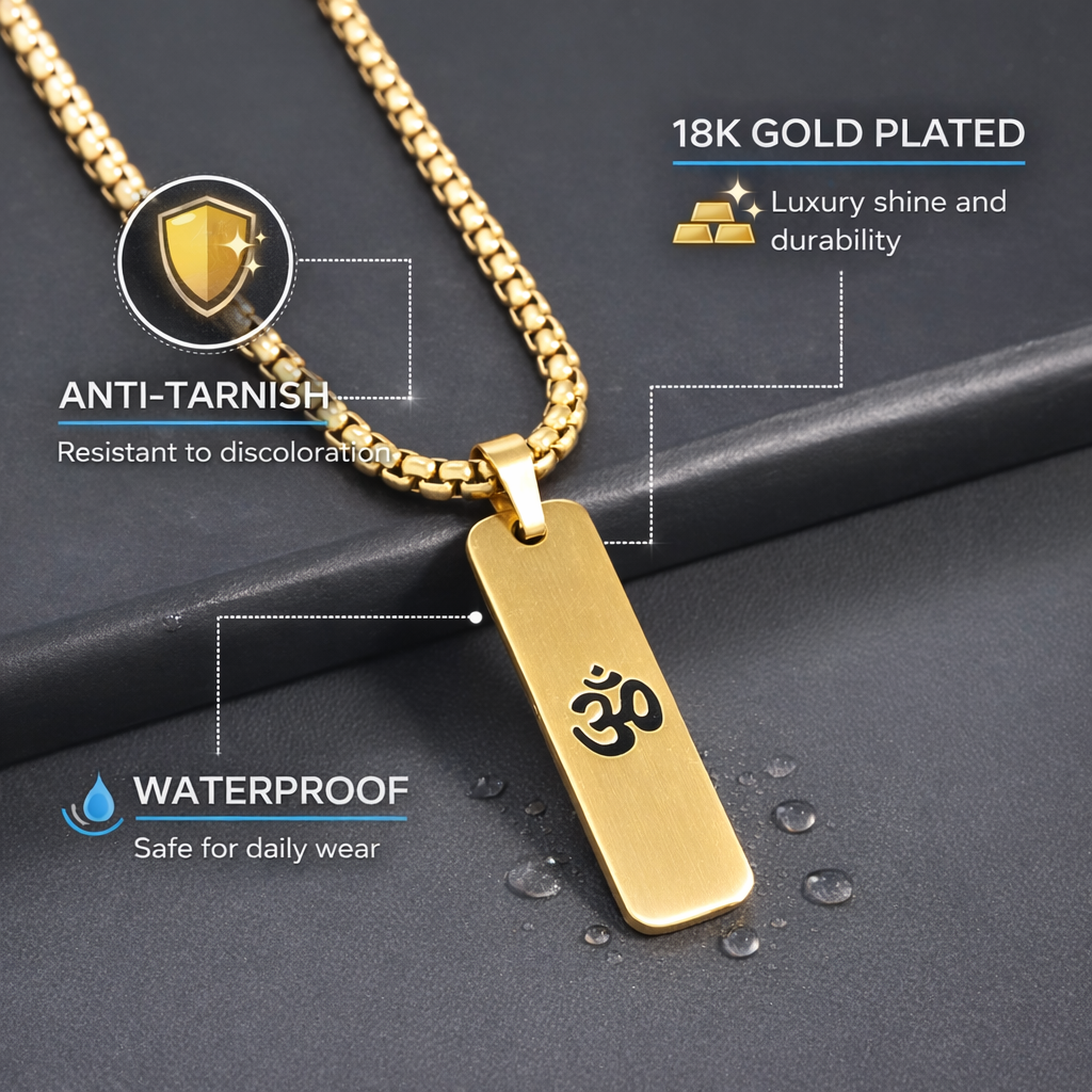 Om Matte Finish Necklace For Men (24 Inch)