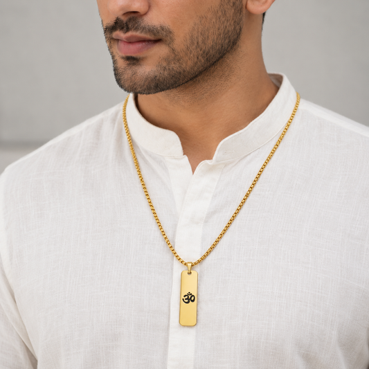 Om Shiny Finish Necklace For Men (24 Inch)