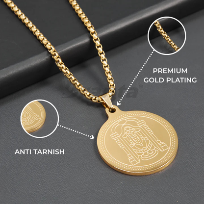 Divine Tirupati Balaji Pendant Gold Stainless Steel Necklace Chain For Men (24 Inch)