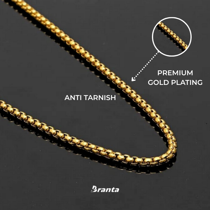 Gold Filled Box Chain Necklace For Men (21 Inch)