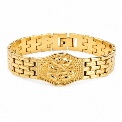 Premium Ganesh Gold Bracelet For Men (8 Inch)