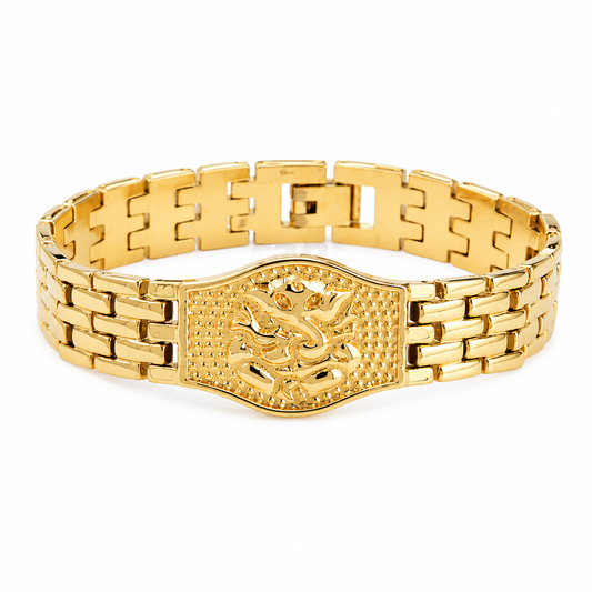 Premium Ganesh Gold Bracelet For Men (8 Inch)