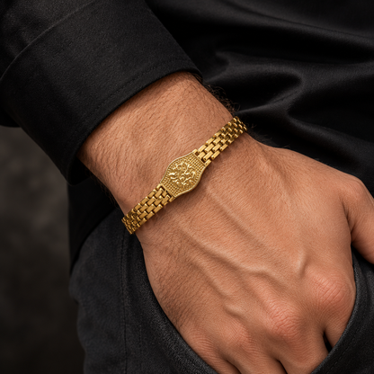 Premium Ganesh Gold Bracelet For Men (8 Inch)